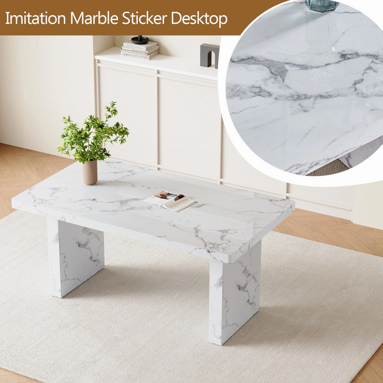 Streamdale Marble Pattern Dining Table - Luxurious & Low-Key (63")