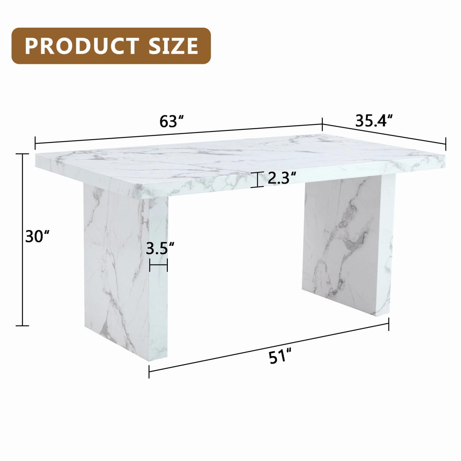 Streamdale Marble Pattern Dining Table - Luxurious & Low-Key (63")