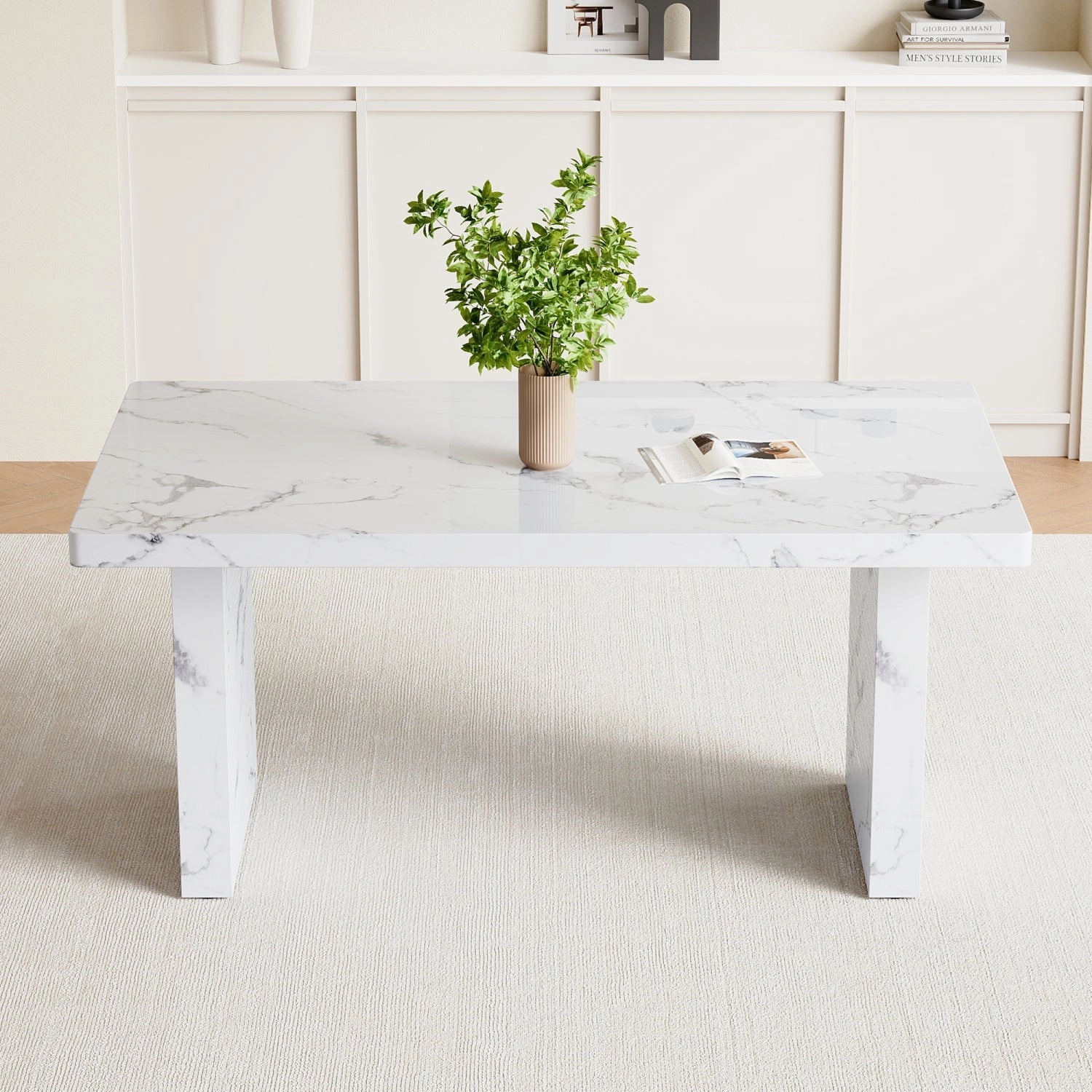 Streamdale Marble Pattern Dining Table - Luxurious & Low-Key (63")