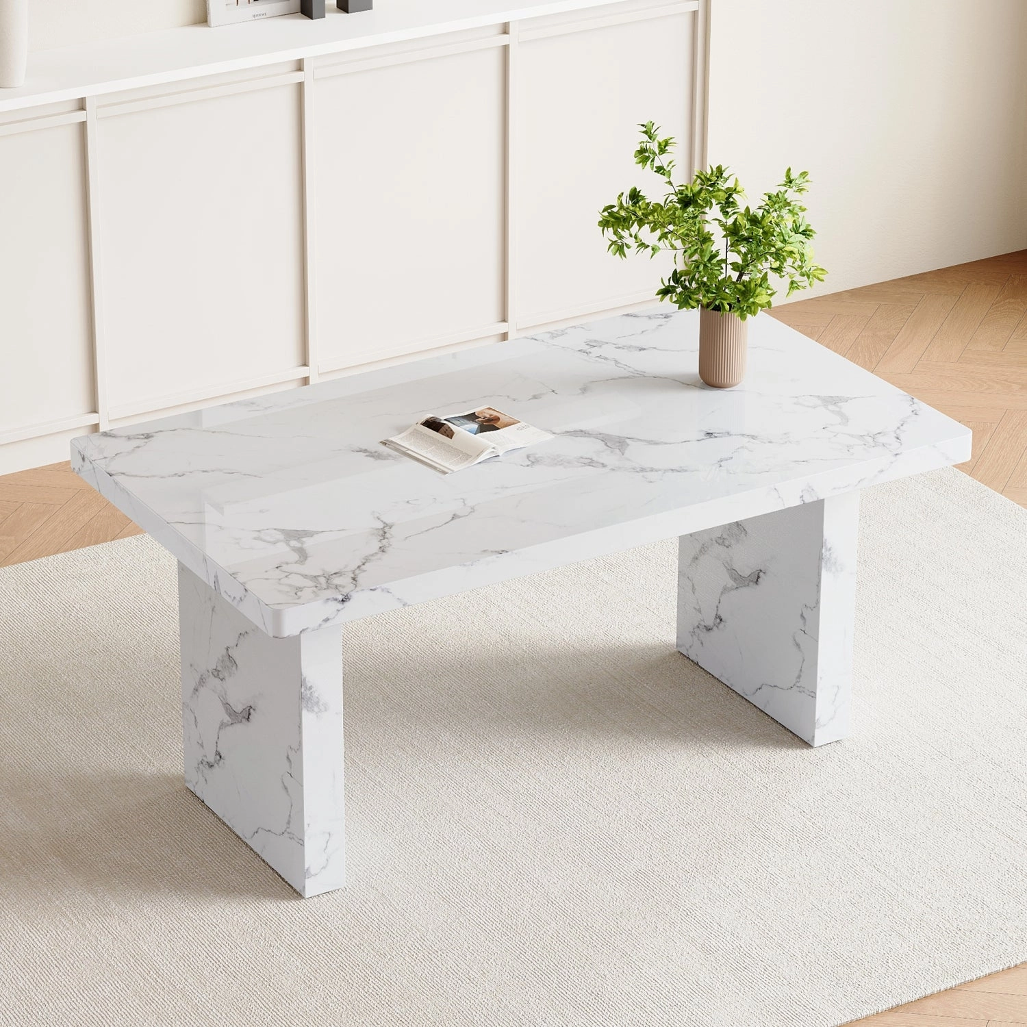 Streamdale Marble Pattern Dining Table - Luxurious & Low-Key (63")