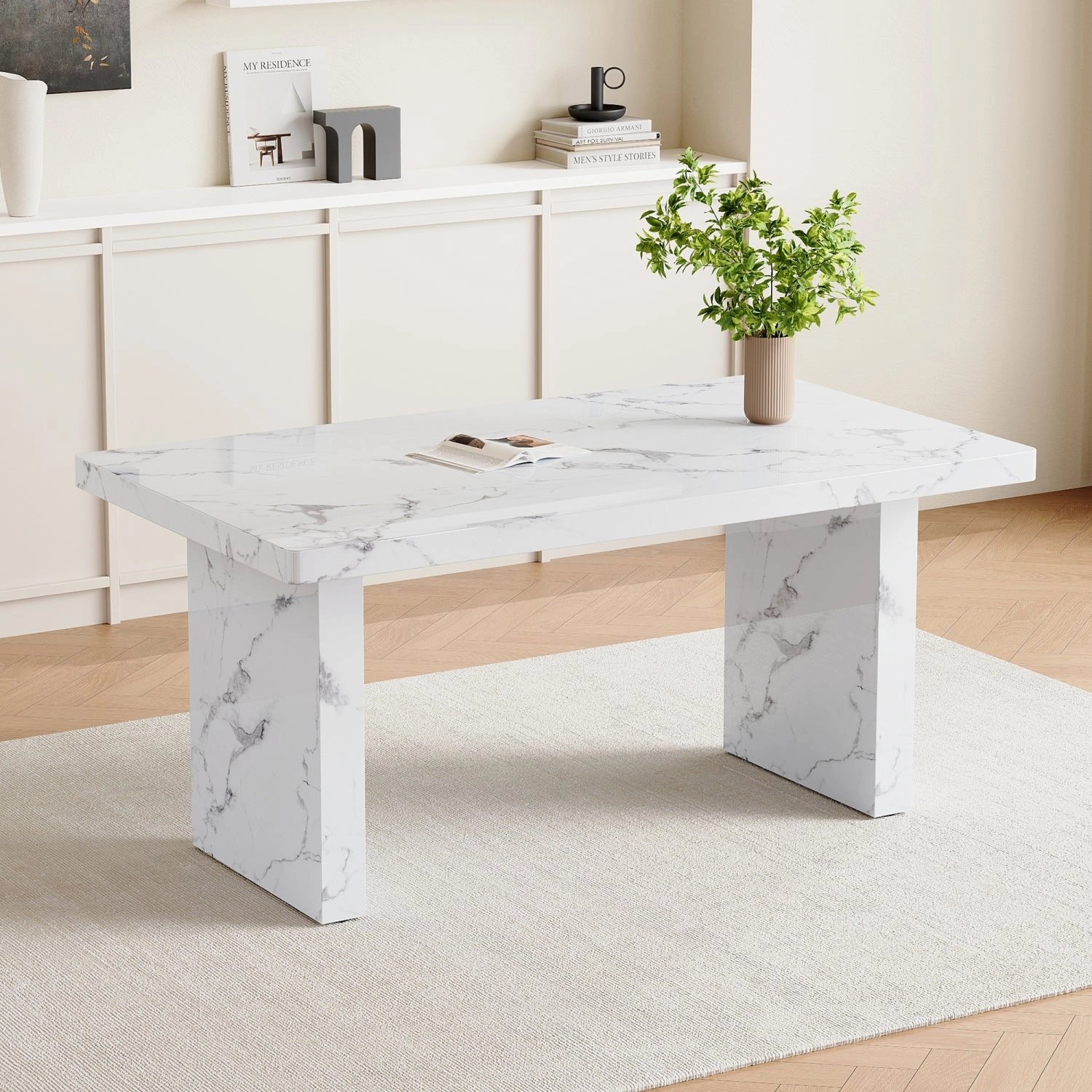 Streamdale Marble Pattern Dining Table - Luxurious & Low-Key (63")