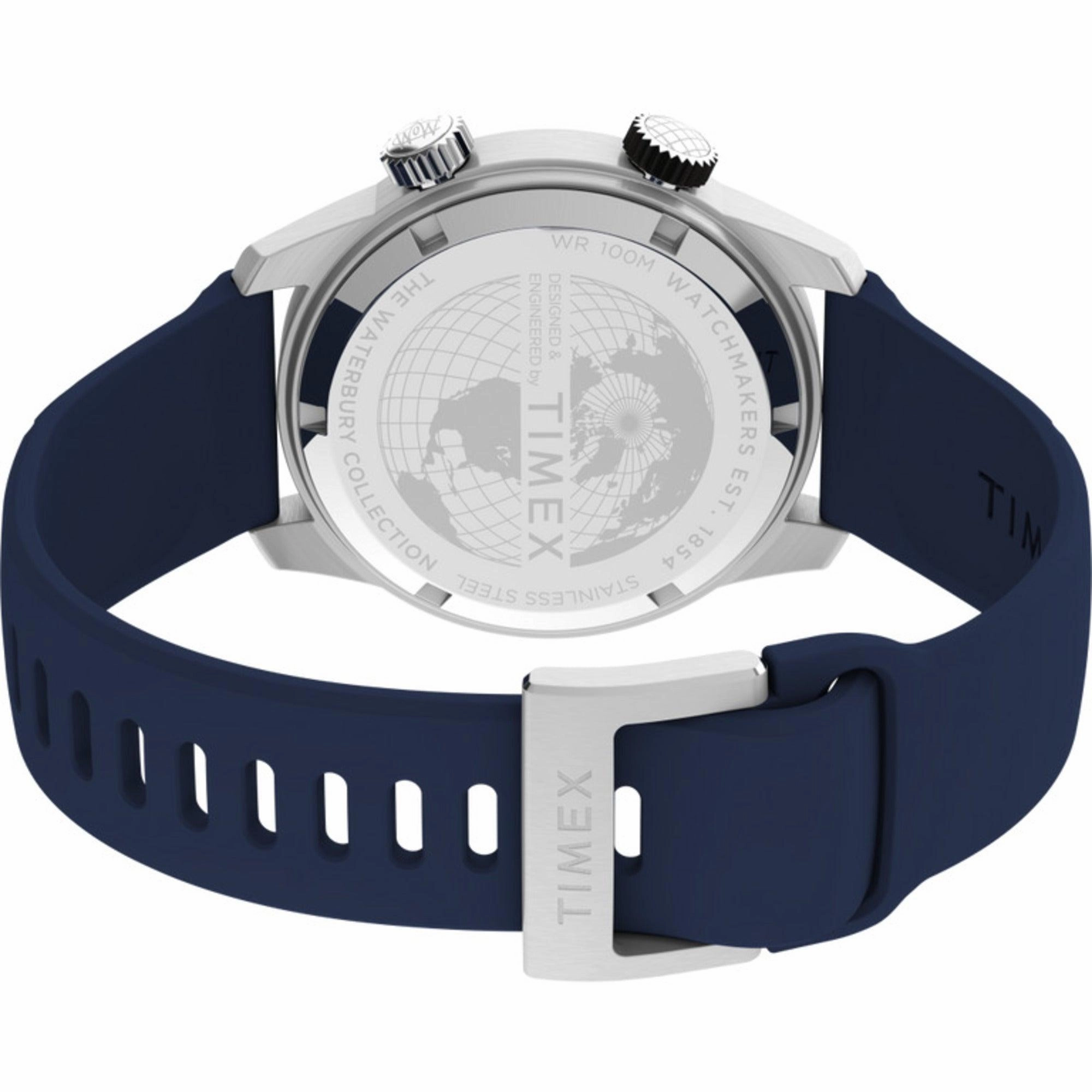 Timex Men's Watch - The Waterbury Quartz Black and Red Dial Rubber Strap | TW2V73500