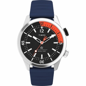 Timex Men's Watch - The Waterbury Quartz Black and Red Dial Rubber Strap | TW2V73500