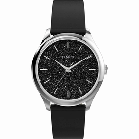 Timex Women's Watch - Celestial Black Glitter Dial Fabric Strap Quartz | TW2V01100VQ