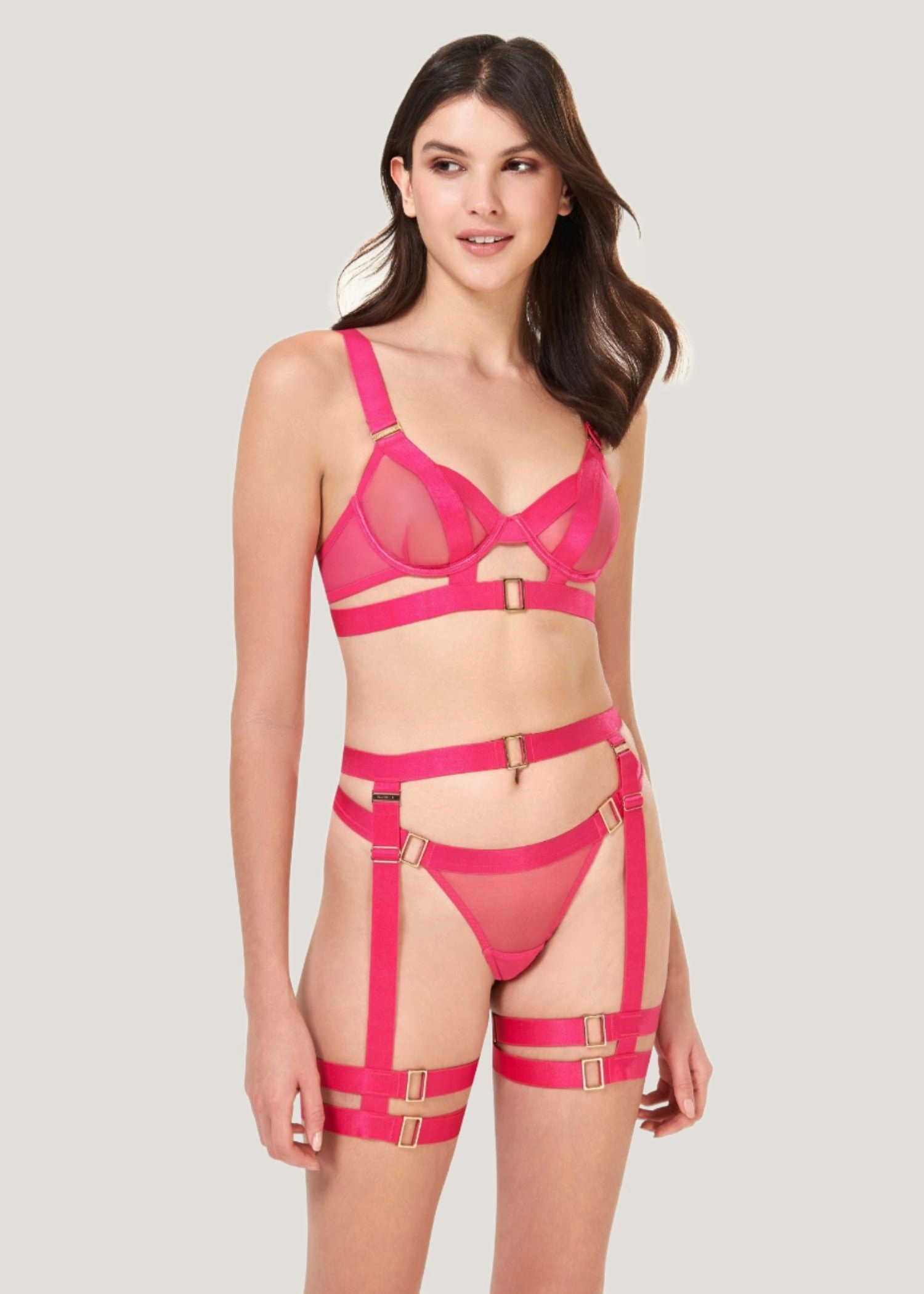 Trinity Thigh Harness (Fuchsia Pink)