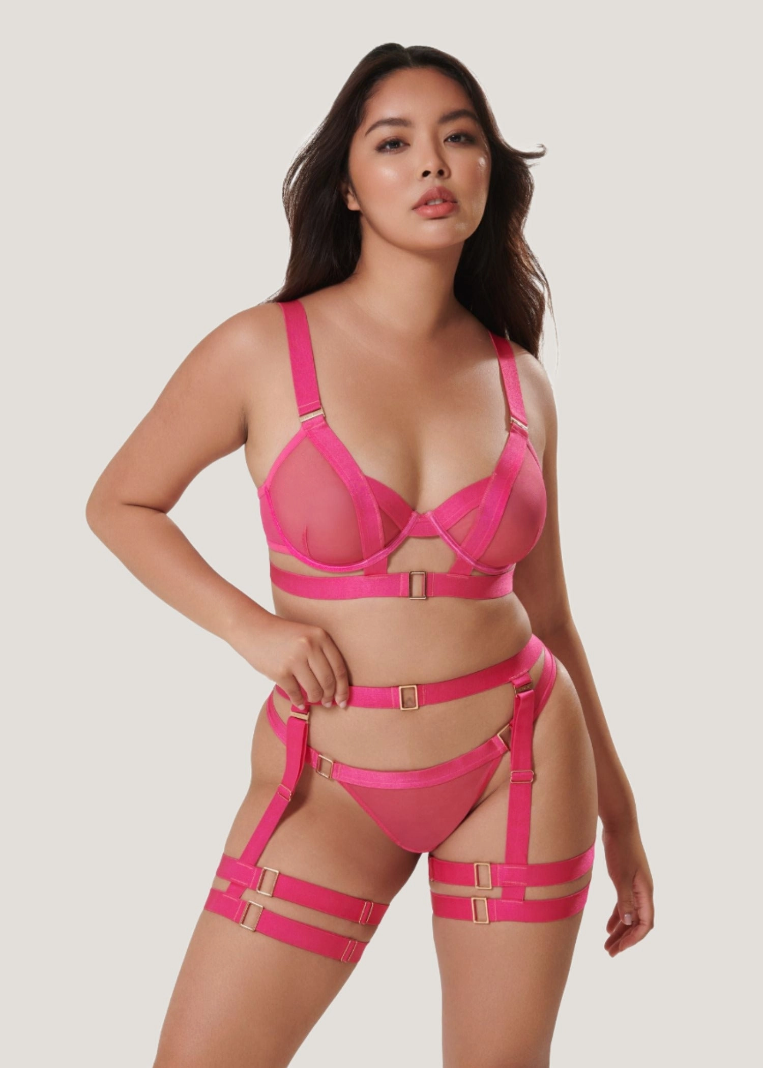 Trinity Thigh Harness (Fuchsia Pink)