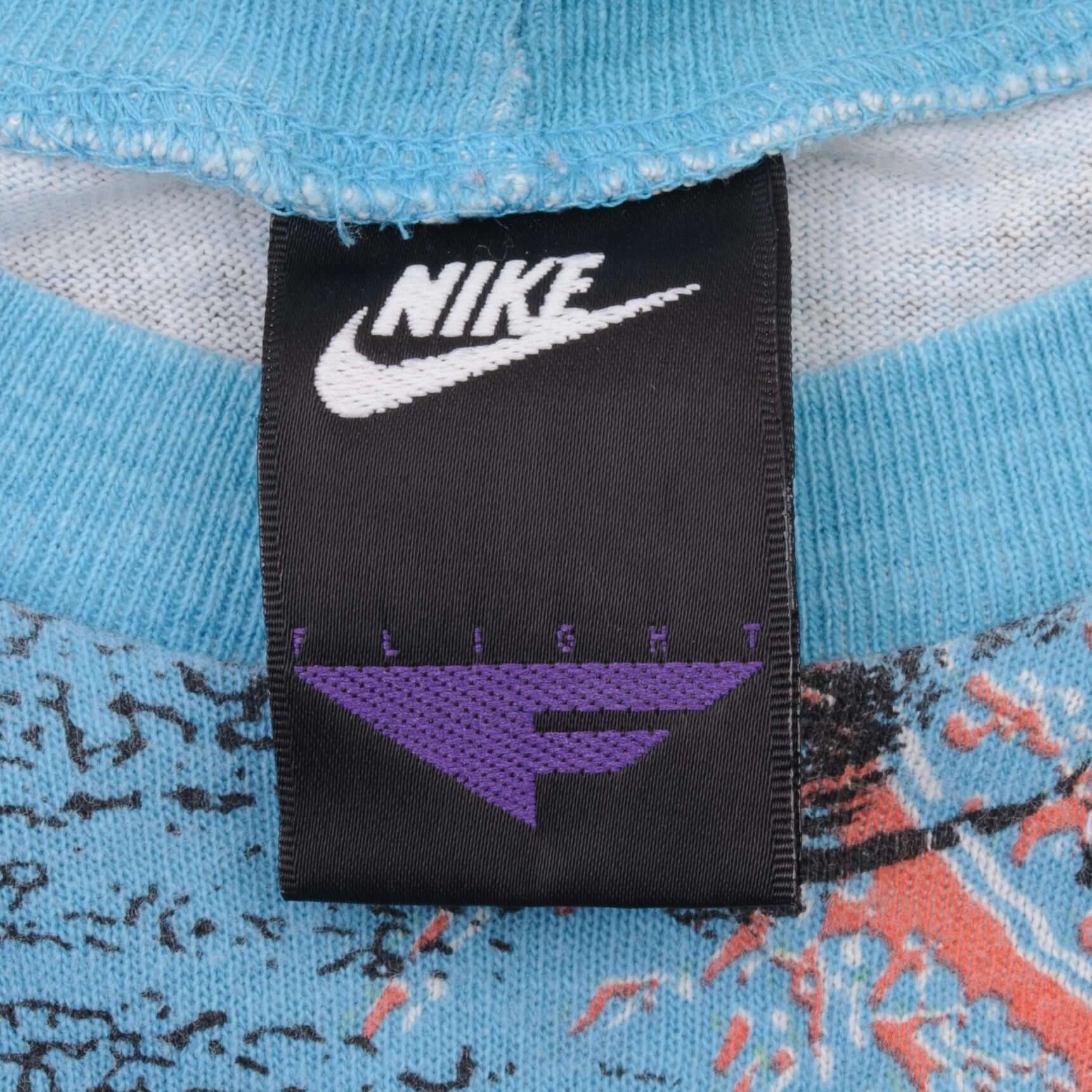 VINTAGE NIKE FLIGHT ALL OVER PRINT JORDAN 1990S TEE SHIRT MEDIUM MADE IN USA