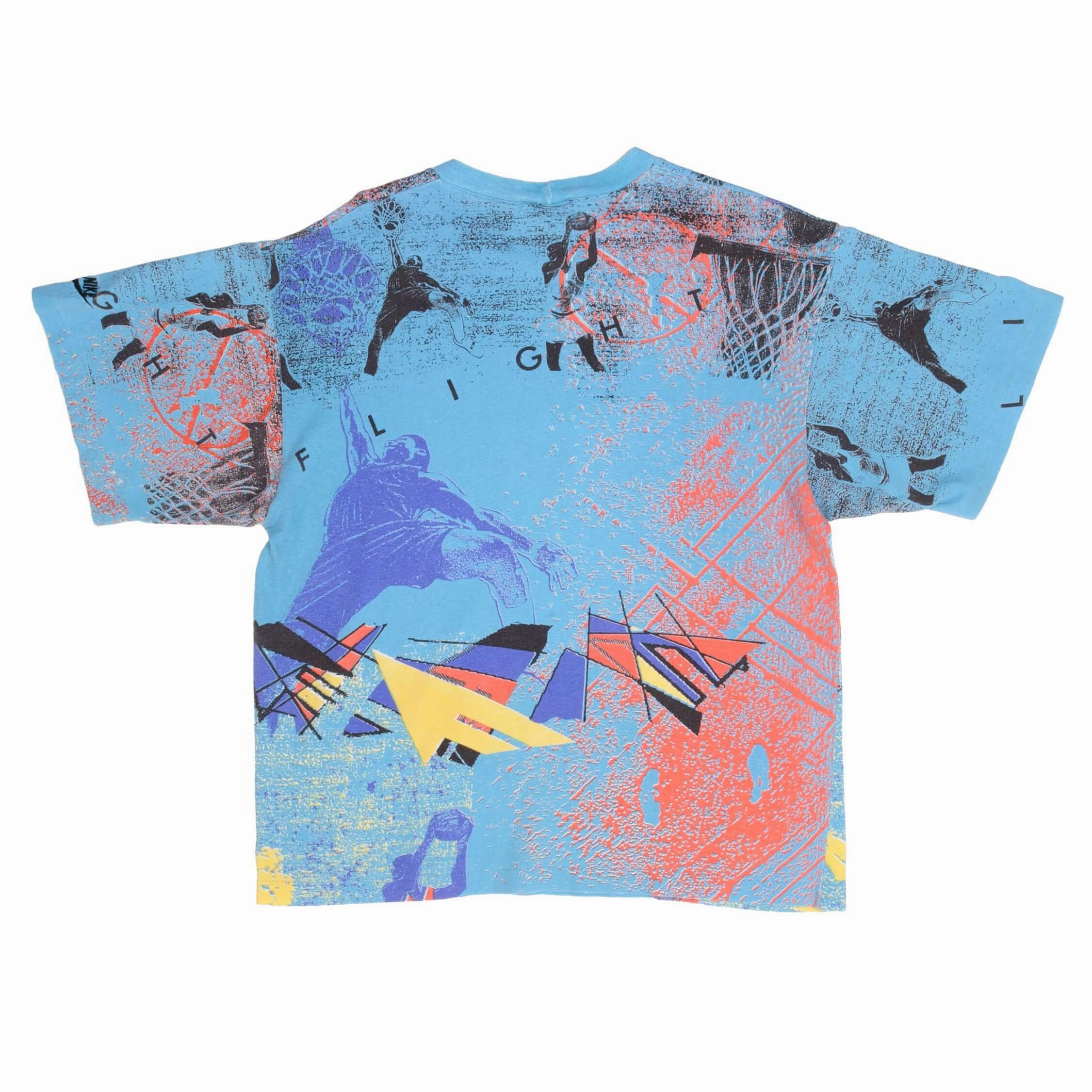 VINTAGE NIKE FLIGHT ALL OVER PRINT JORDAN 1990S TEE SHIRT MEDIUM MADE IN USA